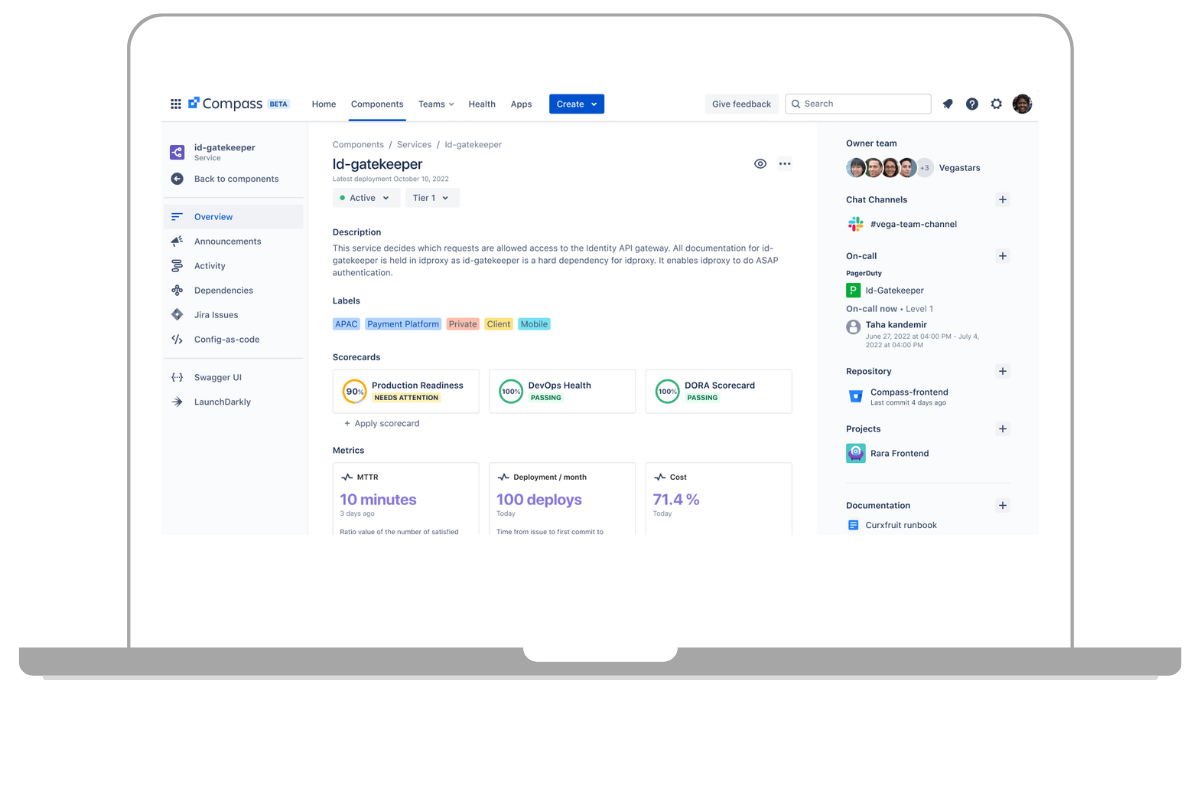 Der Katalog von Atlassian Compass unterstützt Sie, alle eingesetzten Komponenten im Blick zu haben