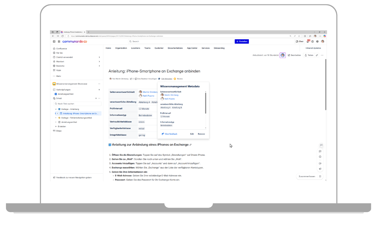 Verbesserte Kategorisierung und Filterung mit den erweiterten Metadaten im Confluence