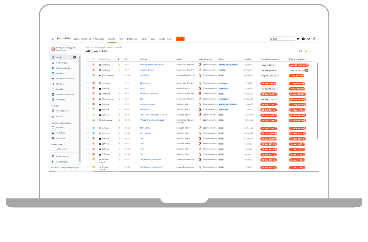 Jira Service Management Agentsansicht