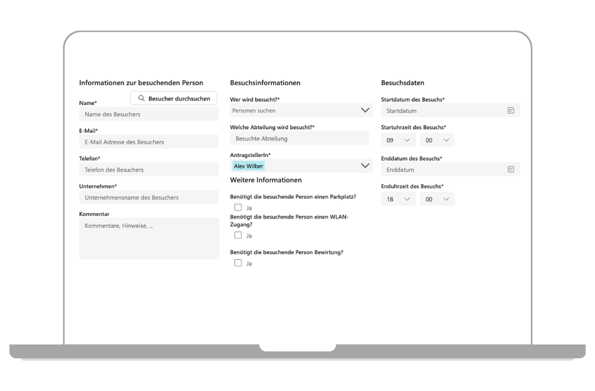 Besucher empfangen und anmelden mit einer optimierten Eingabemaske in der Besuchermanagement-Lösung