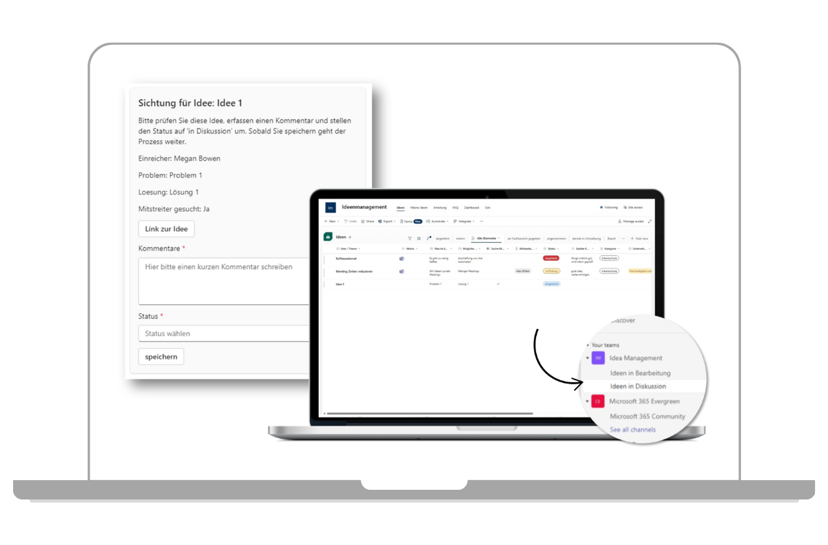 Ideen sichten und kommentieren mit dem Microsoft 365 Ideenmanagement