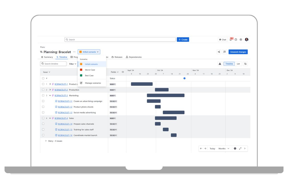 Mit Jira Plans Szenarien planen ohne Projektplanung zu ändern 