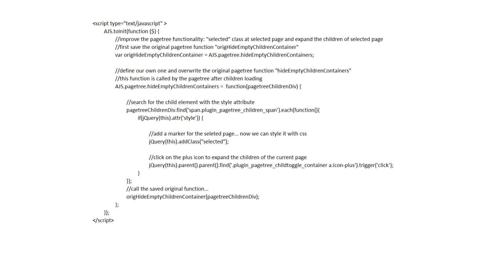 Improve the Confluence "pagetree" macro functionality. Ccode in Confluence